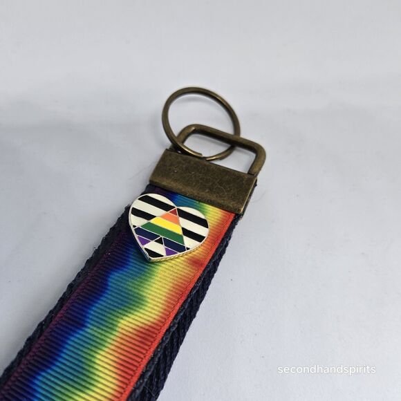 Wristlet Keychain In Rainbow W ALLY Pin Key Fob Wristlet Keychain - Picture 4 of 4